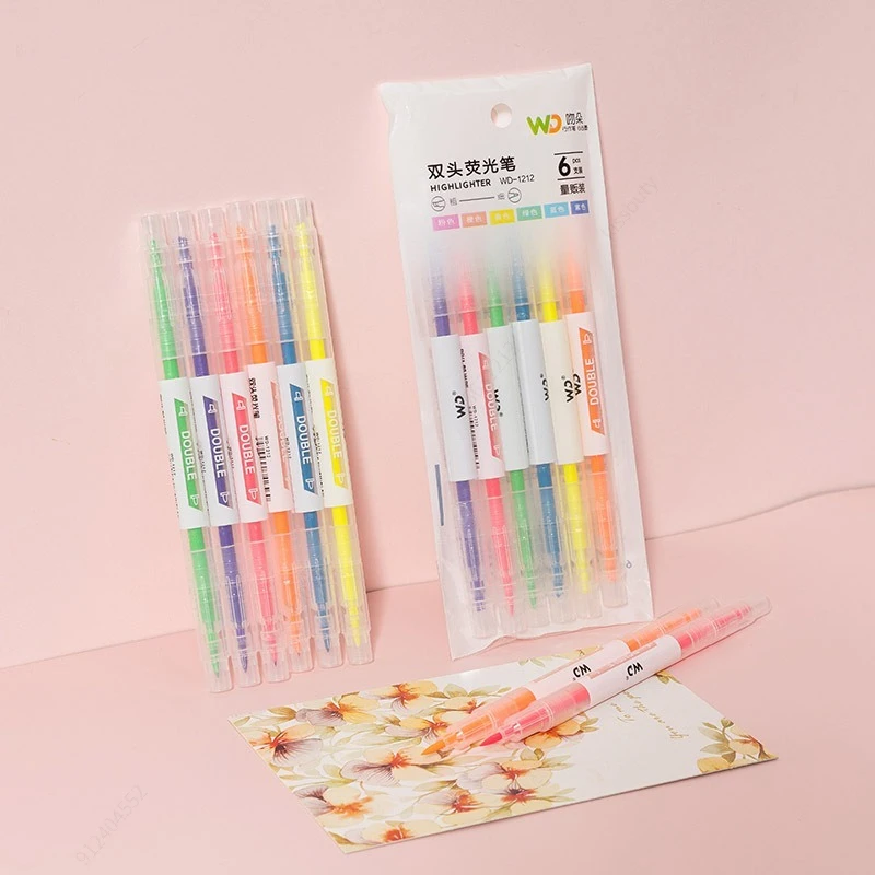 Pastel Highlighter Set Double Ended - Juego de 6 colores de doble