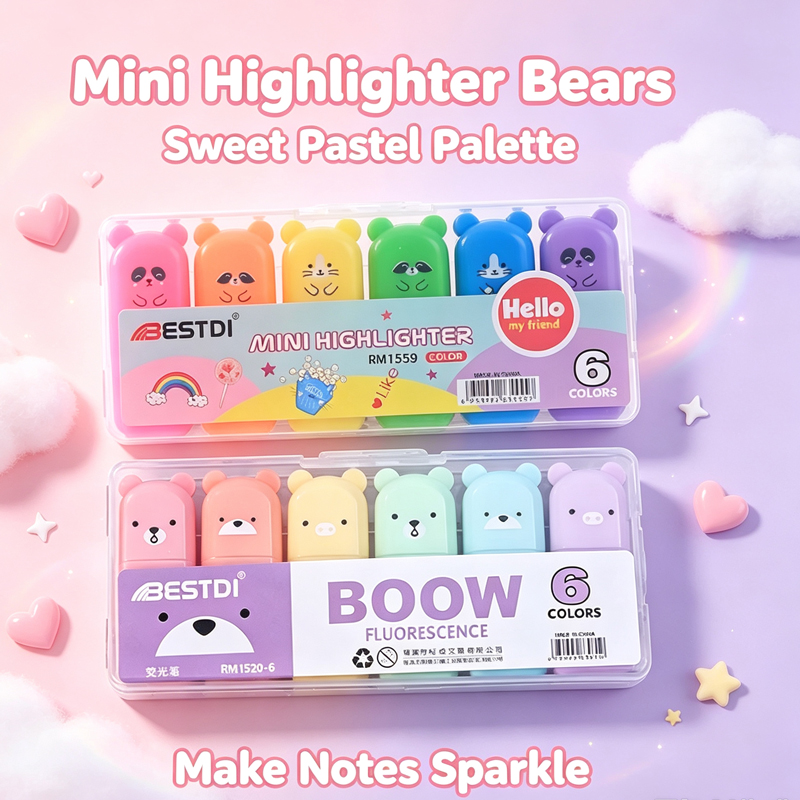 Pastel Highlighter Set Double Ended - Set de rotuladores fluorescentes con diseño