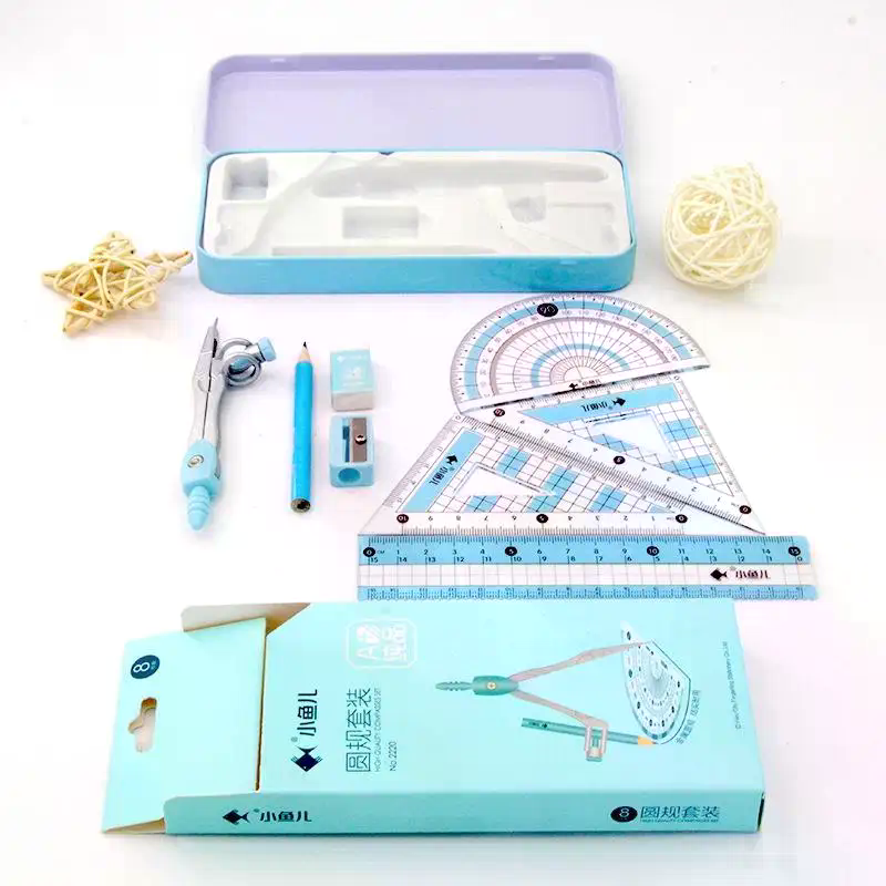 Juego de 8 piezas de material  - Math Geometry Set With Compass reseña y precio